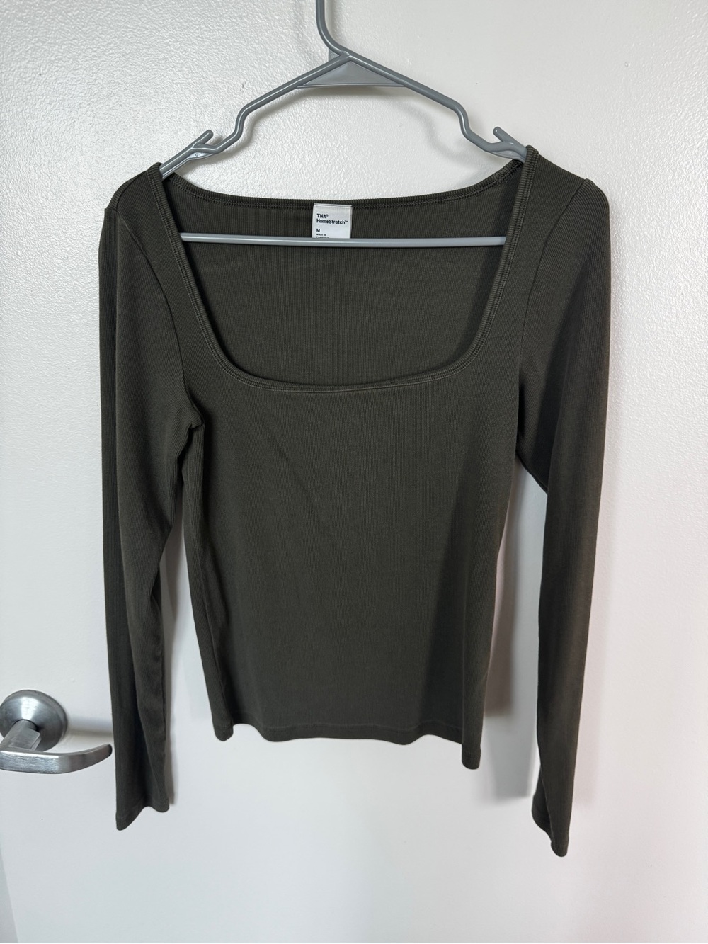 TNA Olive Square Neck Long Sleeve Top